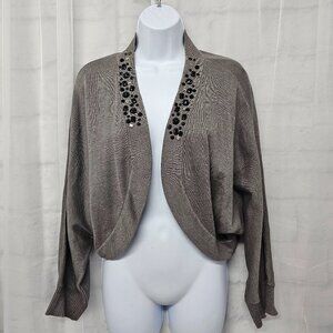 Notations Cardigan Shrug Gray Beaded Whimsigoth 2X